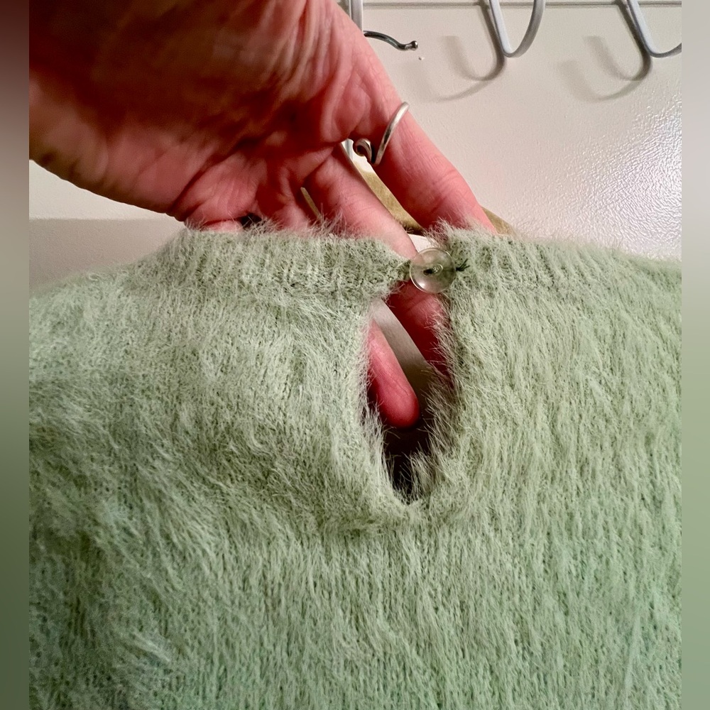 Anthropologie Rosie Neira | Women’s Mint Green 3/4 Length Crew Neck Sweater - Picture 9 of 11